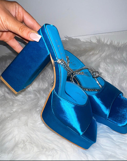 Blue crystal heels