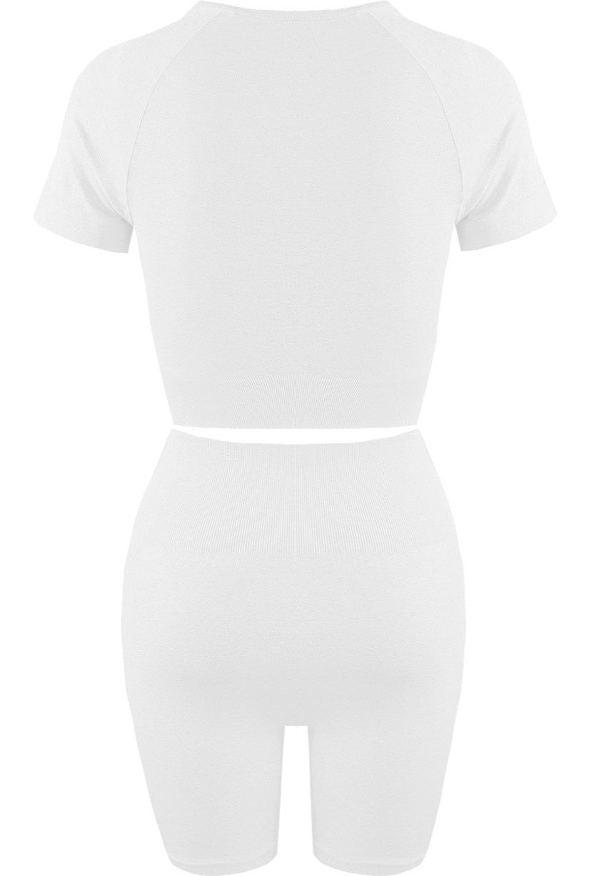 Ribbed Crop Top & Cycling Shorts Set