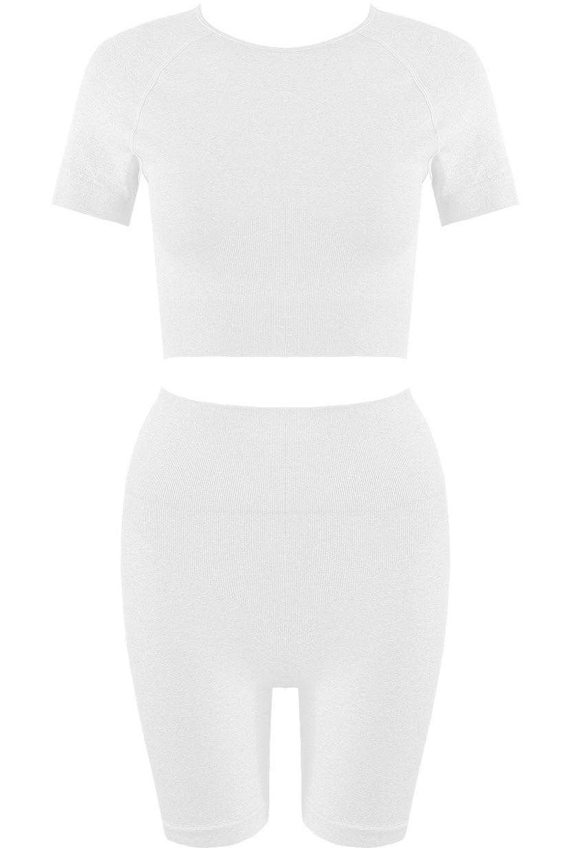 Ribbed Crop Top & Cycling Shorts Set