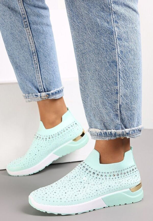 Mint Diamanté slide on trainers