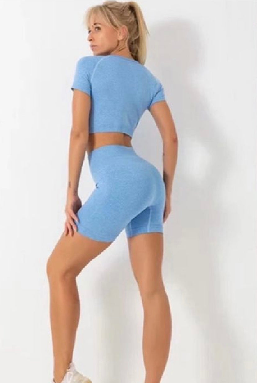 Ribbed Crop Top & Cycling Shorts Set